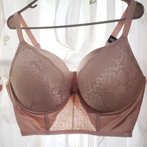Pink Lace Plunge Push Up Bra